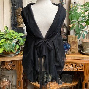LILITH Black Toule Mesh Crop Bolero Vest Top